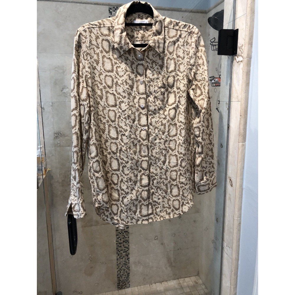 NEW Tan Equipment Femme 100% Silk Keira Animal Print Blouse M $268